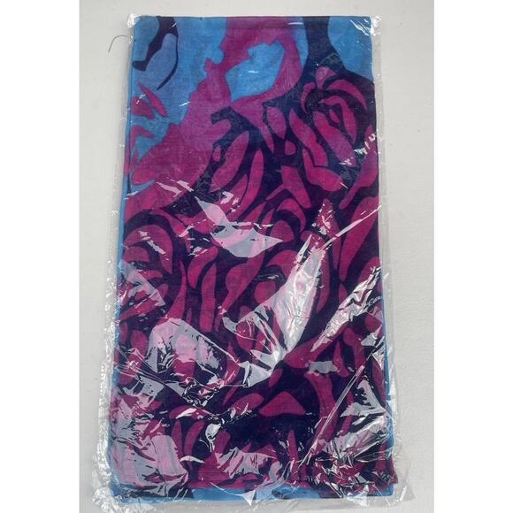 10x Vibrant Multicolor Head Scarf Shawl Wrap – Blue, Pink & Black Abstract Print - Picture 2 of 3